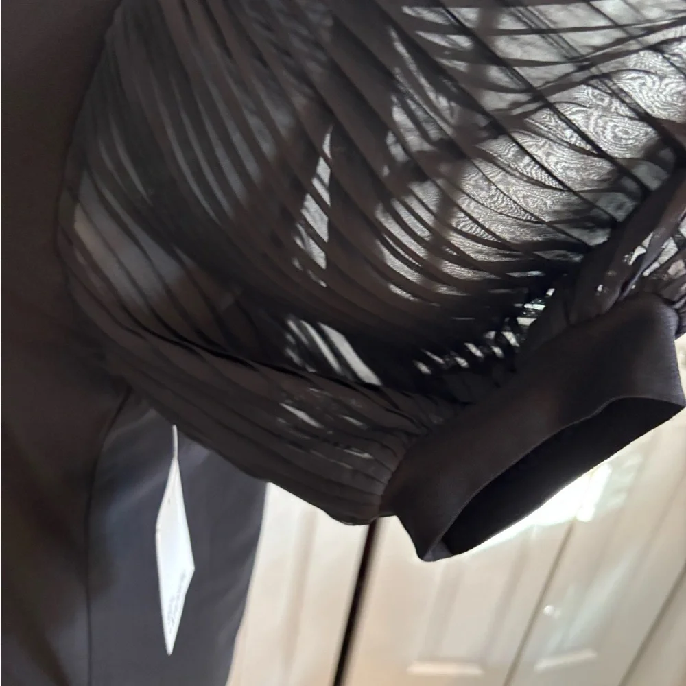 NWT! 89th & Madison Black Sheer Pleated Sleeve Blouse – Size Large - Picture 5 of 7